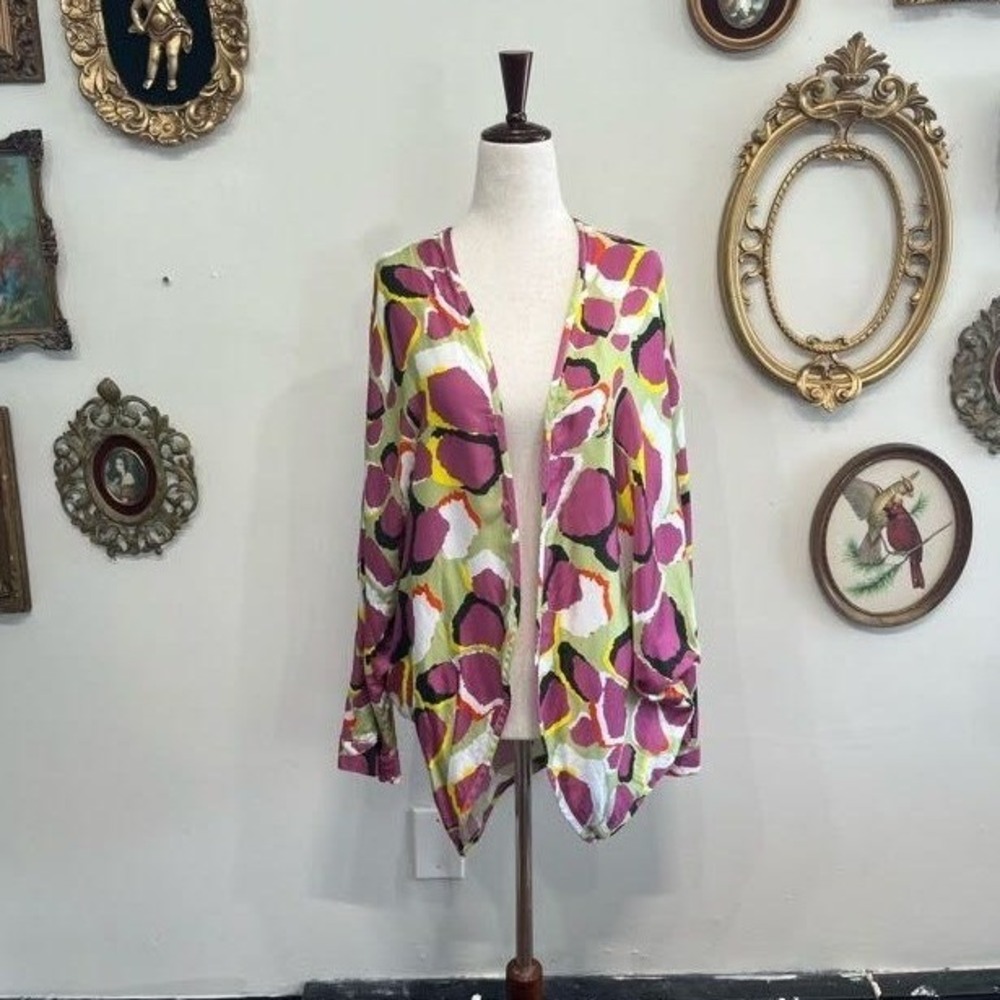 Save the Queen Italy Abstract Colorful Viscose Cardigan Size S